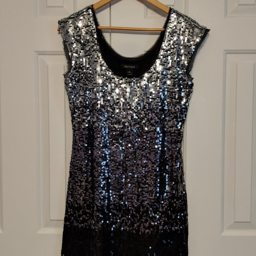 WHBM Black & Silver Sequin Dress - Size M